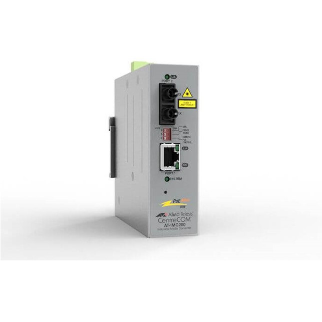 AT-IMC200TP-SC Allied Telesis 10/100TX POE+ to 100FX/SC Industrial Temp Fast Ethernet Media Converter  (AT-IMC200TP/SC-980) - Gambar 1